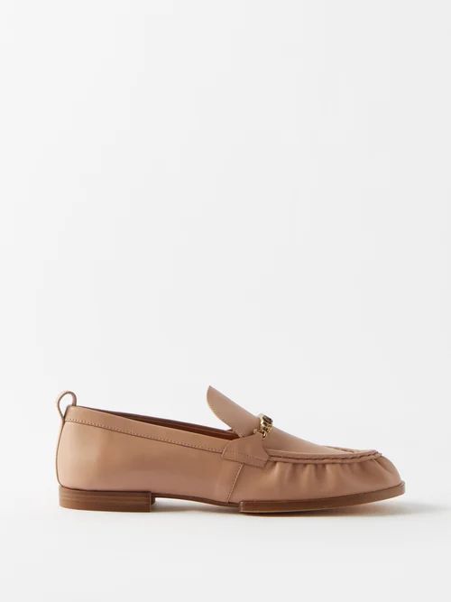 T-chain Leather Loafers - Womens - Nude