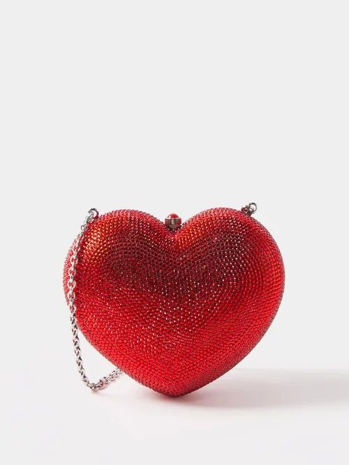 L'amour Petite Caur Crystal-embellished Clutch Bag - Womens - Red
