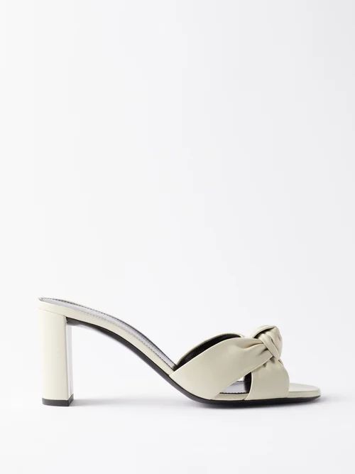 Bianca 75 Knotted Leather Mule Sandals - Womens - White