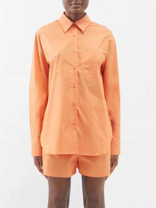 Lui Organic Cotton-poplin Shirt - Womens - Orange