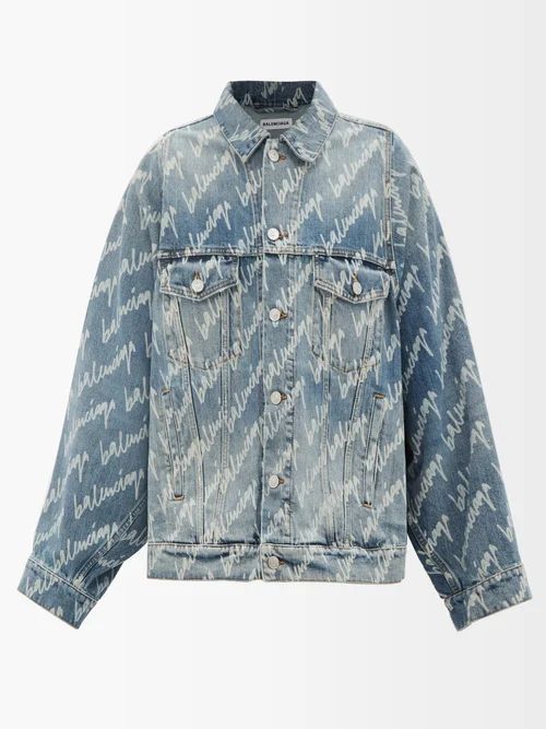 Logo-print Denim Jacket - Womens - Light Denim