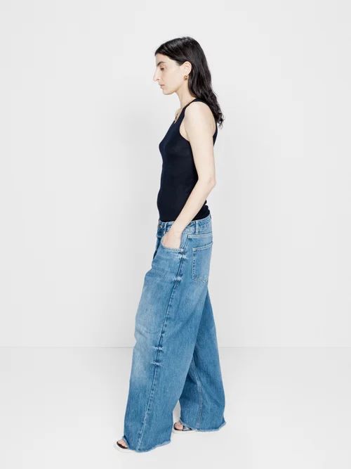 Gait Organic-cotton Blend Super Wide-leg Jeans - Womens - Dark Blue
