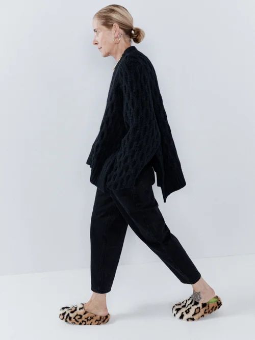 Organic-wool Blend Cable Knit Sweater - Womens - Black