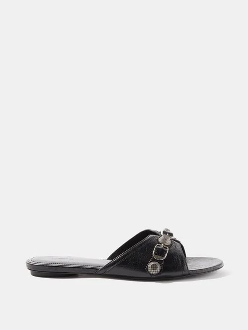 Cagole Buckled Leather Slides - Womens - Black
