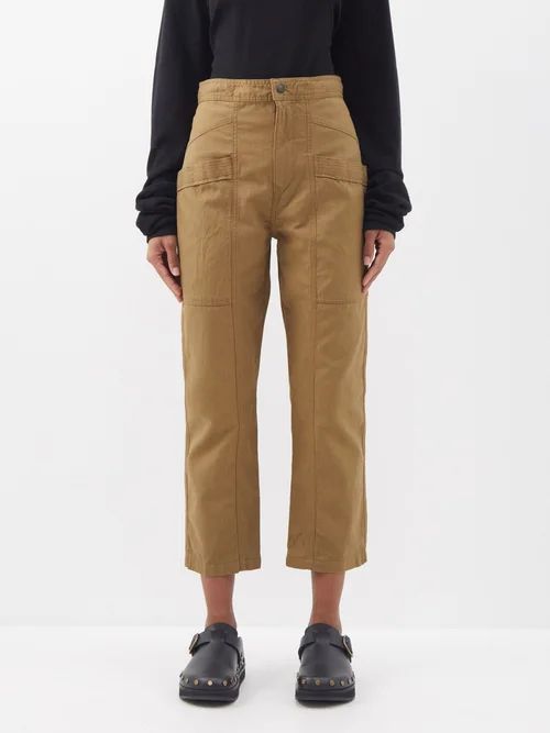 Pandore Cotton-blend Cropped Trousers - Womens - Khaki