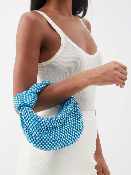 Jodie Crystal-netting Clutch Bag - Womens - Blue