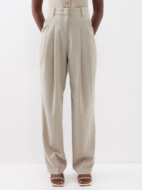 Gelso Pleated Tailored Trousers - Womens - Beige