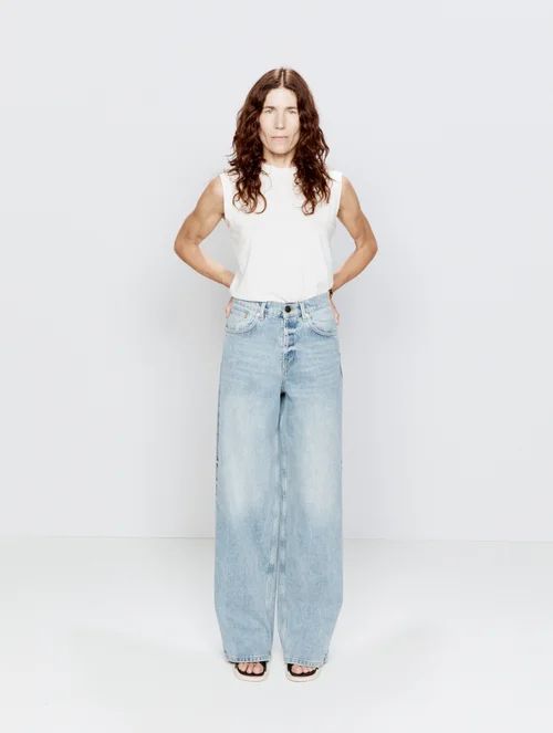 90s Organic-cotton High-waisted Wide-leg Jeans - Womens - Indigo