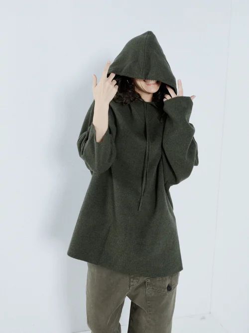Responsible Boiled-cashmere Knit Hoodie - Womens - Khaki