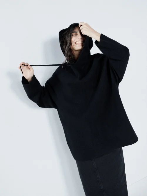 Responsible Boiled-cashmere Knit Hoodie - Womens - Black