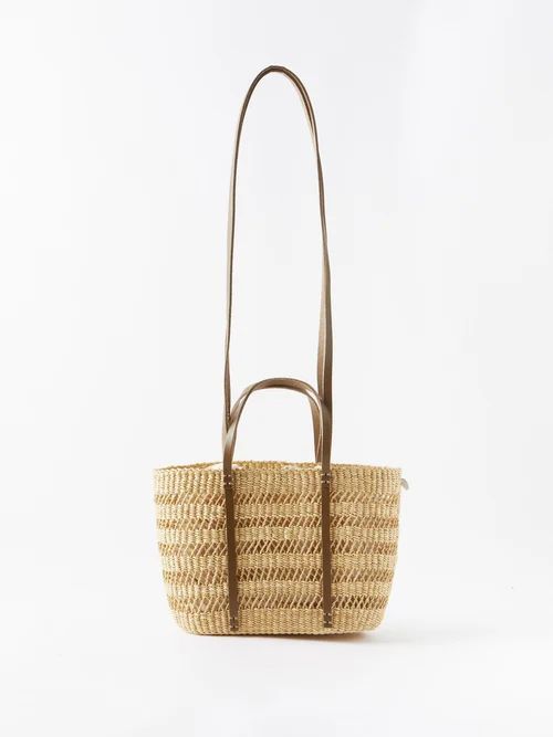 Andrea Leather-trim Basket Bag - Womens - White Multi