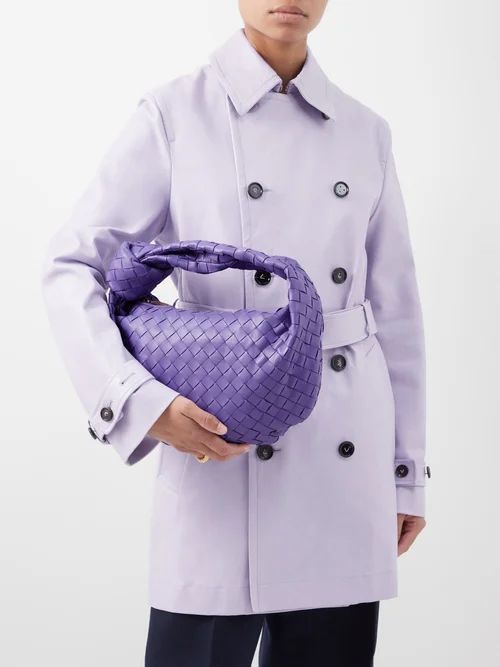 Jodie Teen Intrecciato-leather Shoulder Bag - Womens - Purple