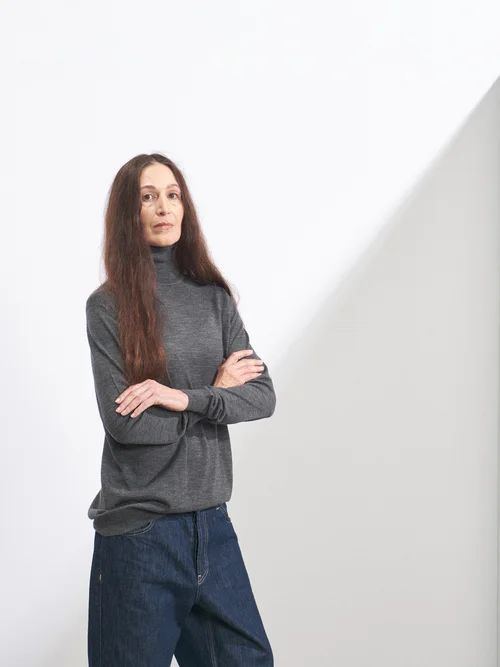 Roll-neck Fine-rib Responsible Merino-wool Sweater - Womens - Charcoal