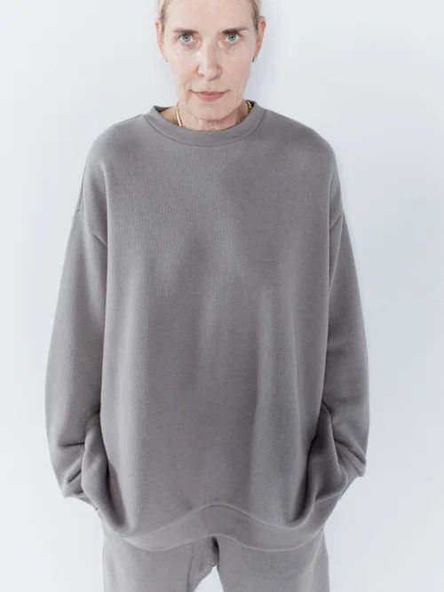 Crew-neck Organic Japanese-jersey Sweatshirt - Womens - Grey