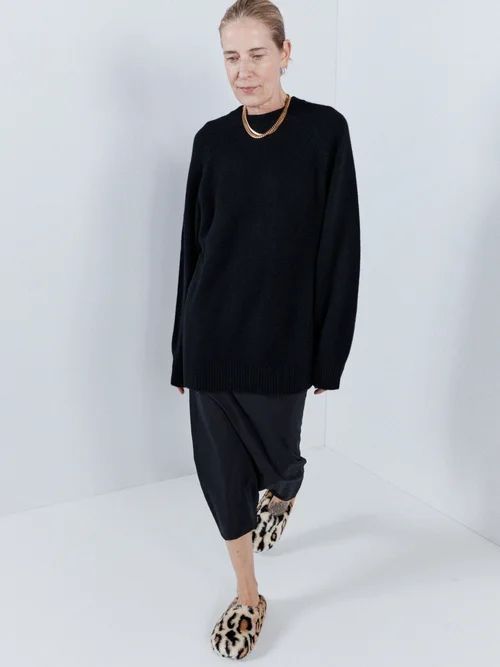 Raglan-sleeve Responsible-cashmere Sweater - Womens - Black