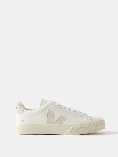 Campo V-logo Leather Trainers - Womens - White