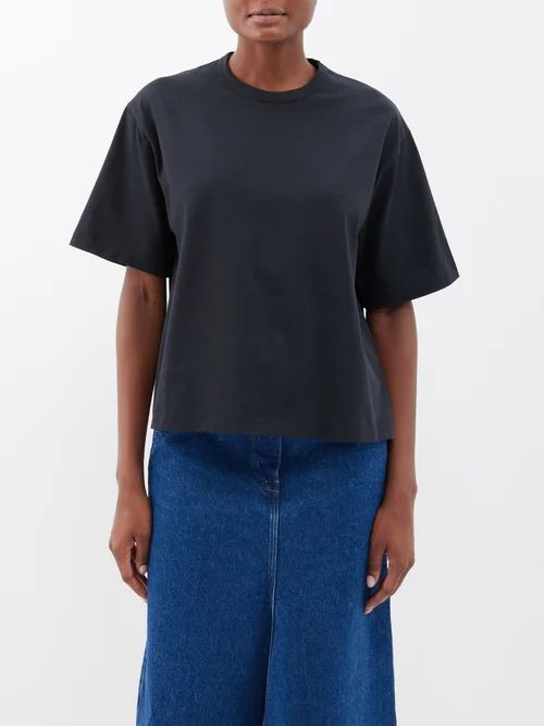 Lee Cotton-jersey Cropped Oversized T-shirt - Womens - Black