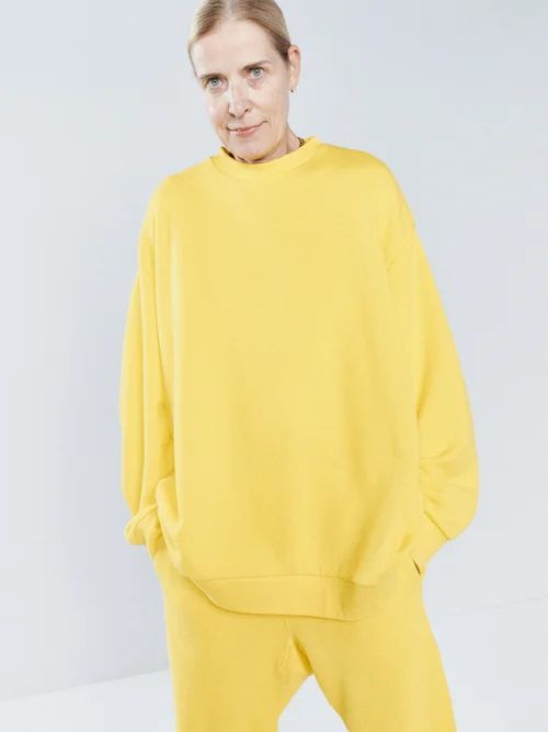 Crew-neck Organic Japanese-jersey Sweatshirt - Womens - Yellow