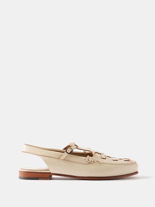 Roqueta Smooth-leather Slingback Loafers - Womens - Cream