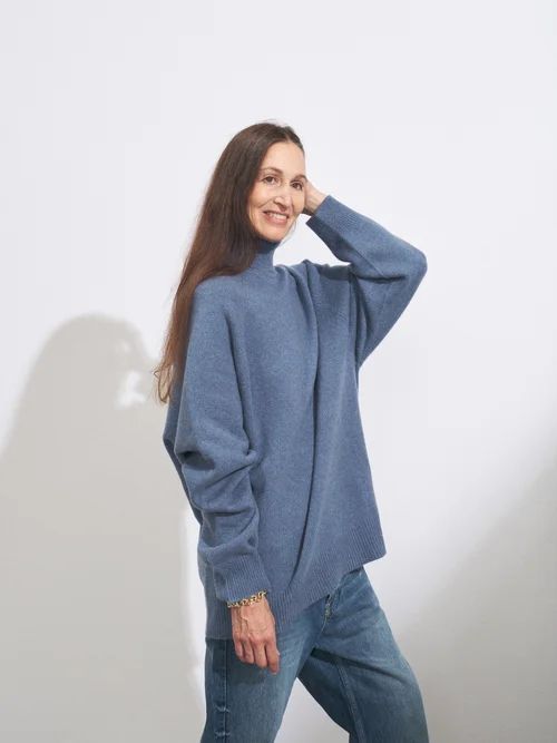 Responsible-cashmere Blend Roll-neck Sweater - Womens - Blue