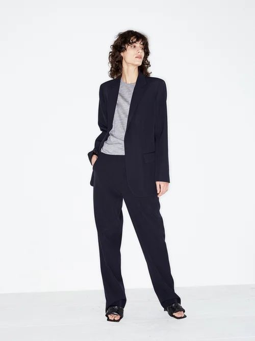Single-breasted Wool-twill Suit Jacket - Womens - Navy