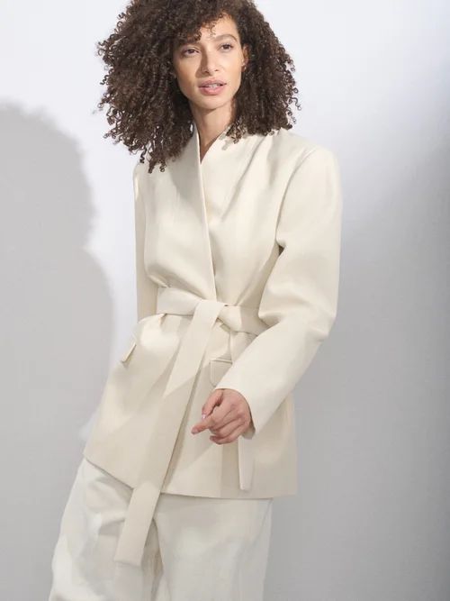 Curved-edge Wool Suit Jacket - Womens - Ivory