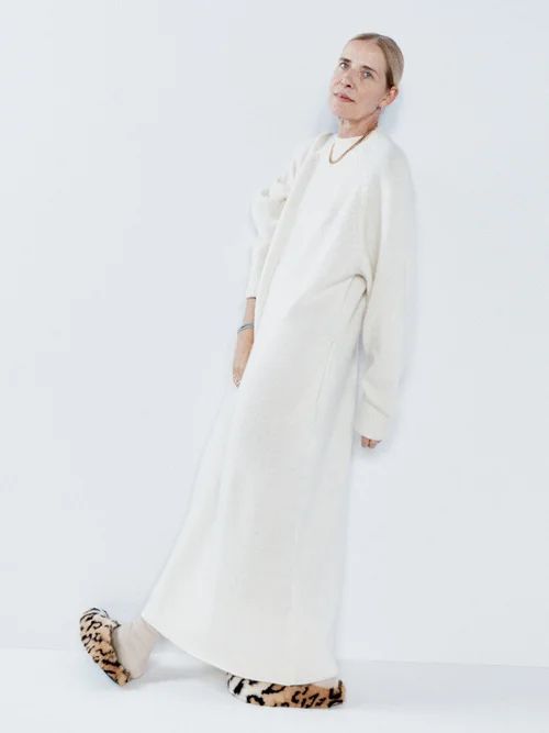 Raglan-sleeve Responsible-cashmere Dress - Womens - Ivory
