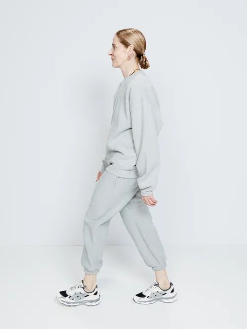 Recycled-yarn Cotton-blend Track Pants - Womens - Grey Marl