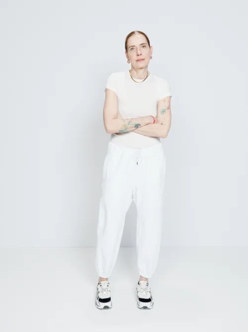 Recycled-yarn Cotton-blend Track Pants - Womens - White