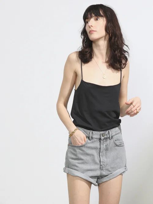 Rivet Cut-off Denim Shorts - Womens - Light Grey