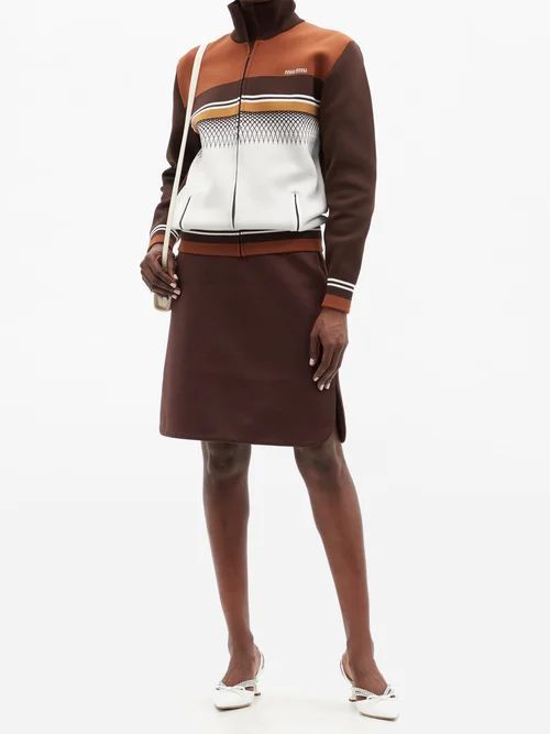 Striped Jersey Track Jacket - Womens - Brown