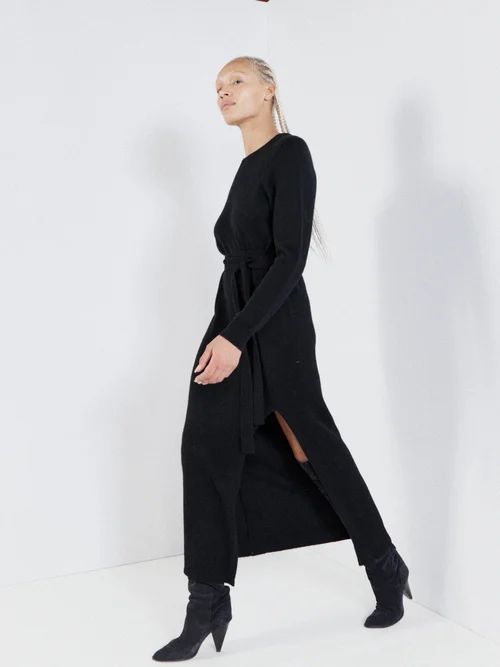 Responsible Cashmere-blend Thigh-split Dress - Womens - Black