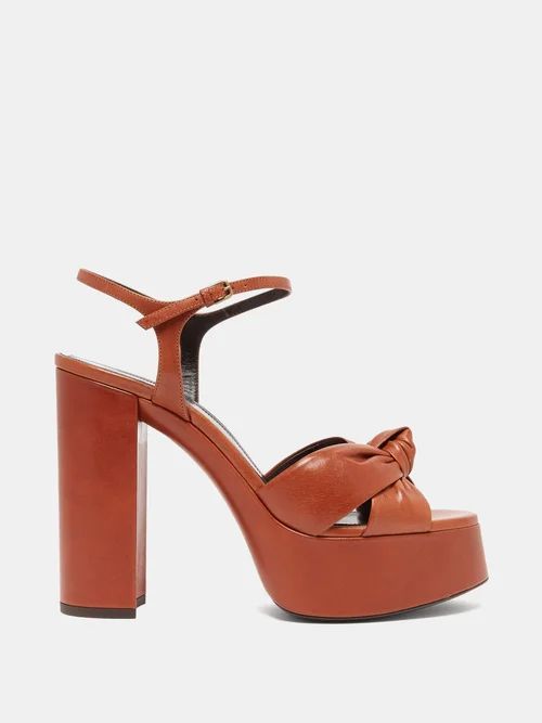 Bianca Knotted Leather Platform Sandals - Womens - Tan