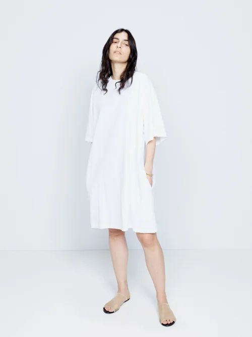 Recycled-yarn Knee-length T-shirt Dress - Womens - White