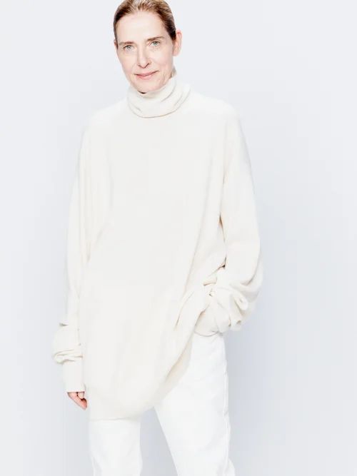 Responsible Cashmere-blend Roll-neck Sweater - Womens - Ivory