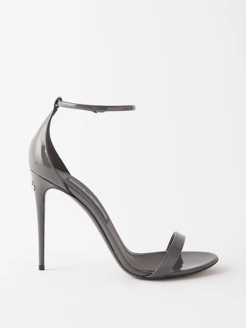 Keira 105 Leather Heeled Sandals - Womens - Dark Grey