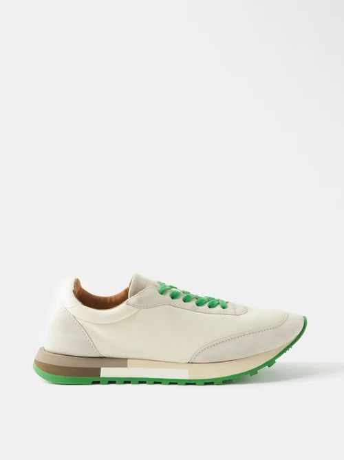 Owen Suede And Mesh Trainers - Womens - Cream Green