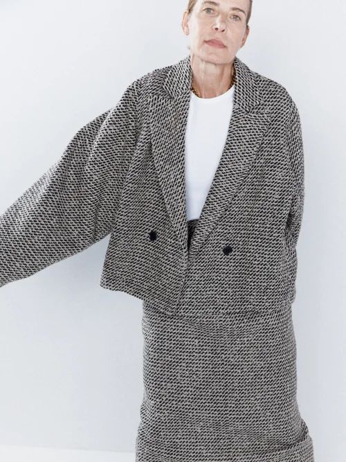 Unstructured Wool-blend Tweed Jacket - Womens - Navy Multi