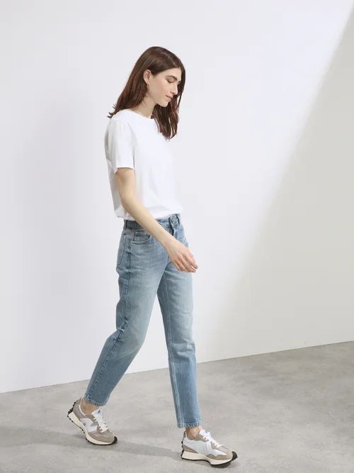Track Organic-cotton Straight-leg Jeans - Womens - Light Blue