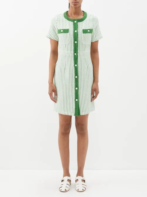 Vera Striped Buttoned Cotton Dress - Womens - White Green