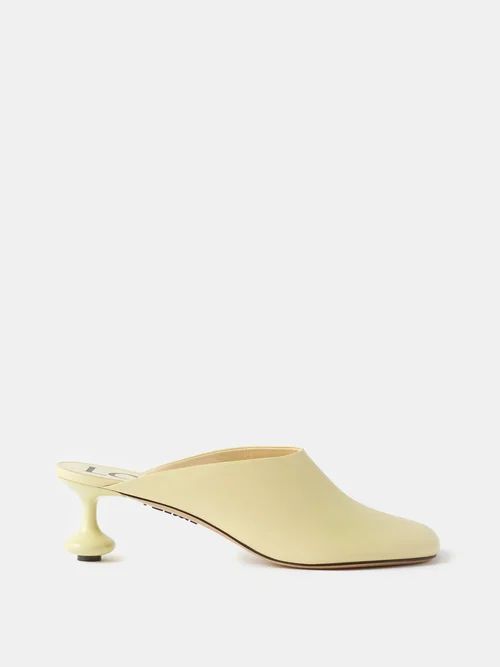 Toy 45 Leather Mules - Womens - Pale Yellow