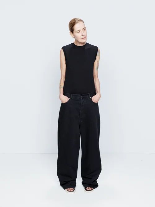 Drop Organic-cotton Low-rise Baggy Jeans - Womens - Black