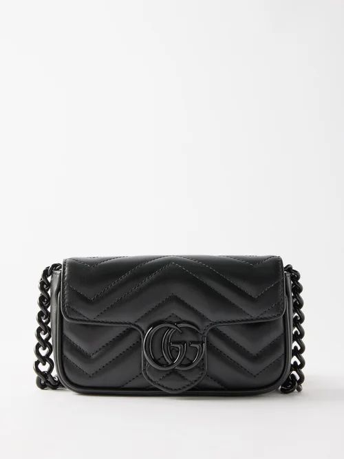 GG Marmont Mini Leather Cross-body Bag - Womens - Black