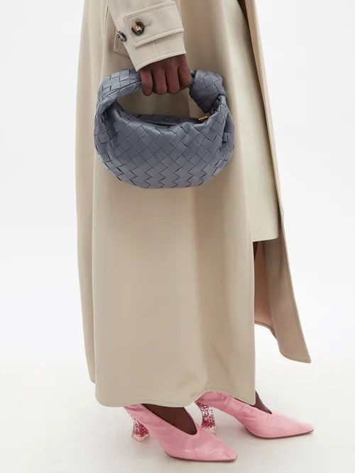 Jodie Mini Intrecciato-leather Clutch Bag - Womens - Grey