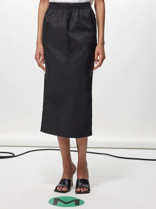 Wardrobe. nyc - Drawstring-waist Twill Utility Midi Skirt - Womens - Black