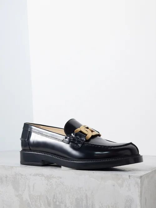 Kate Chain Leather Loafers - Womens - Black