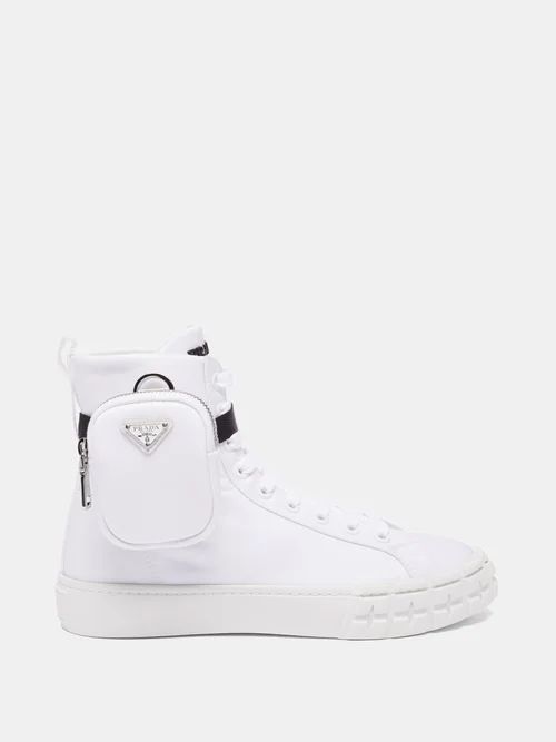 Wheel Zipped-pouch High-top Re-nylon Trainers - Womens - White