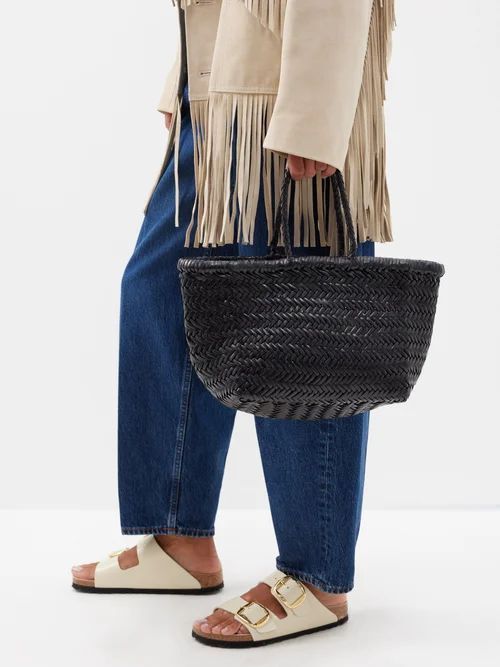 Triple Jump Small Woven-leather Basket Bag - Womens - Black