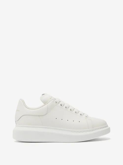 Oversized Raised-sole Leather Trainers - Womens - White