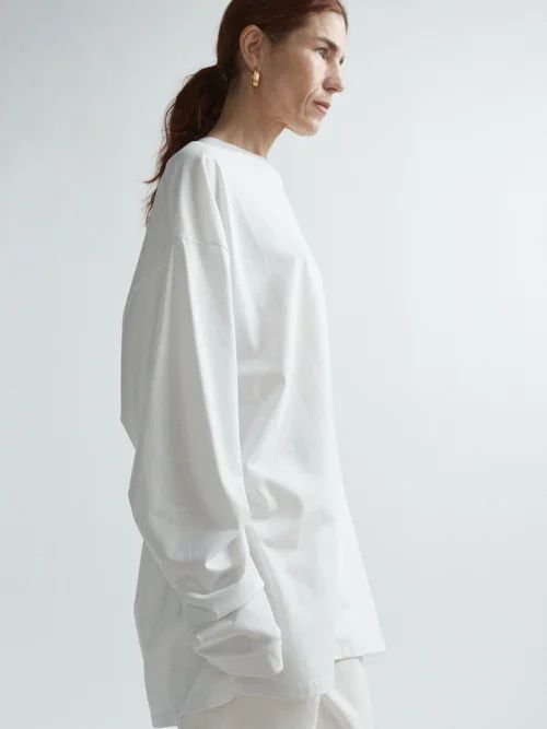Oversized Recycled-yarn Cotton-blend T-shirt - Womens - White